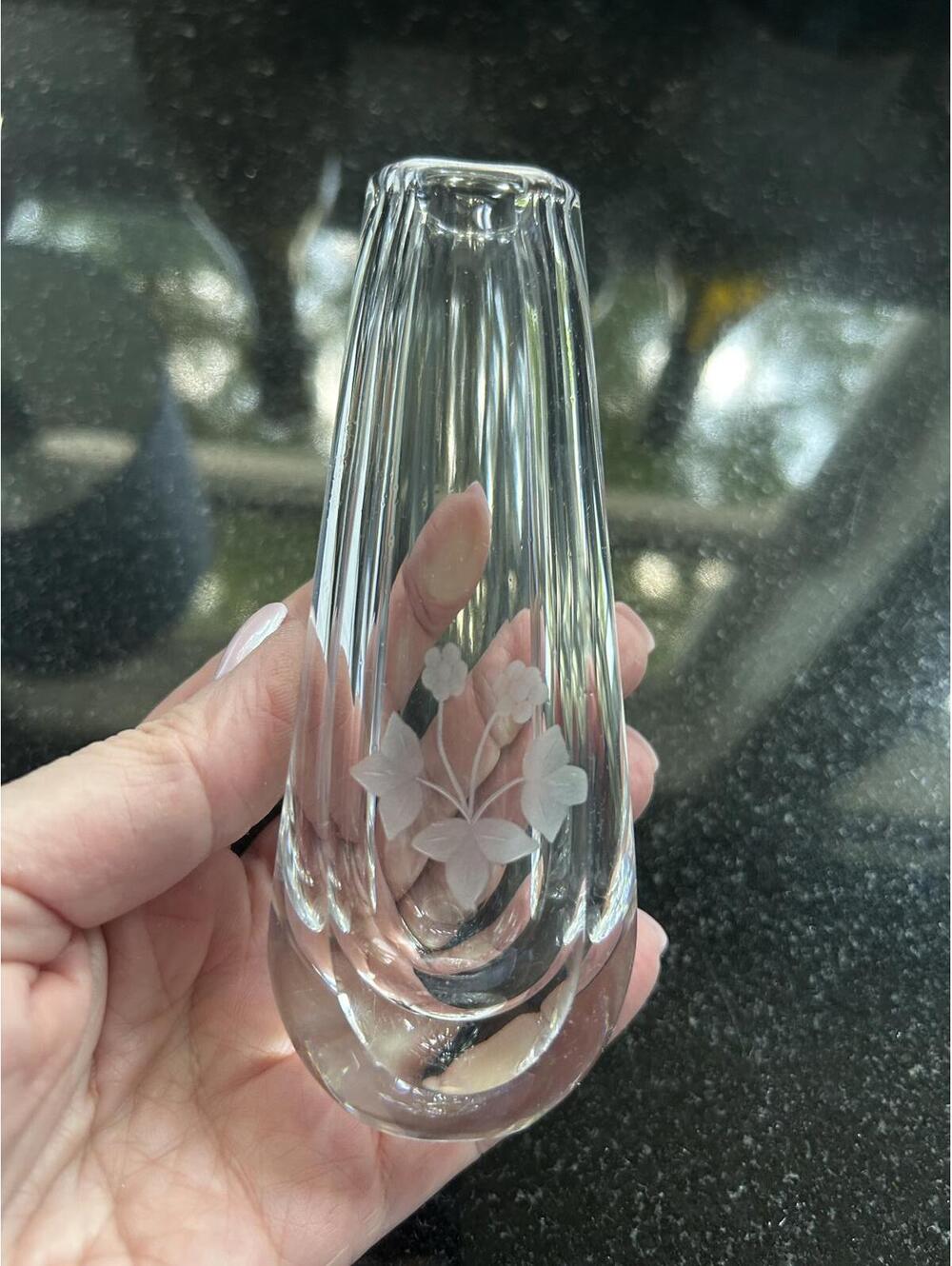 Orrefors crystal signed bud vase